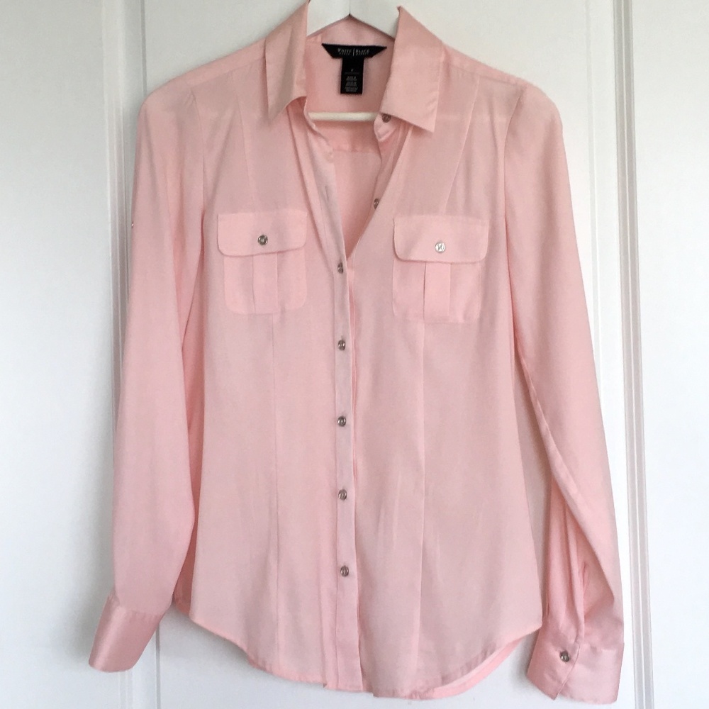 WHBM Pink 'Silk' Button Up Blouse